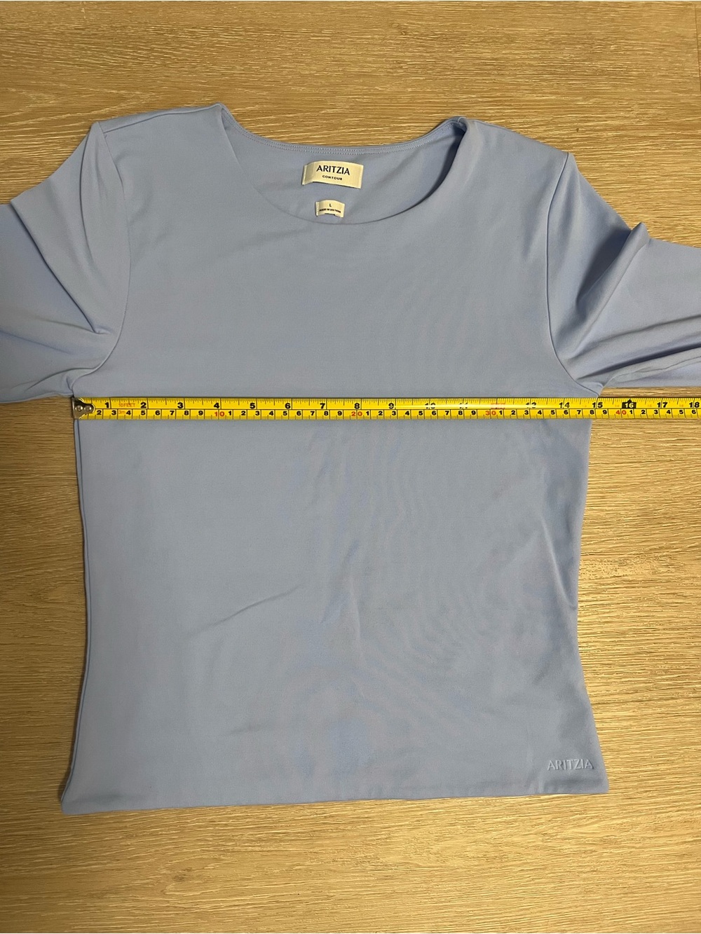 Aritzia Baby Blue Long Sleeve Scoop Neck Minimalist Contour Top Size Large - Picture 5 of 6